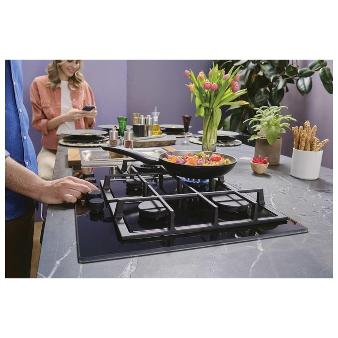 Hoover H-HOB 500 GAS HVG7WL4WC5B, Piano Cottura a Gas da Incasso, 74.5 cm, Vetro Temperato Nero, 5 Fuochi