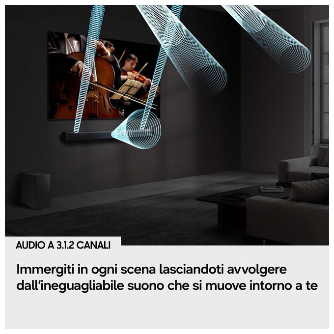 Samsung HW-Q600H-XC Soundbar 3.1.2 Canali 320W Dolby Atmos Wireless Q-Symphony Subwoofer Wireless colore Nero Titanio