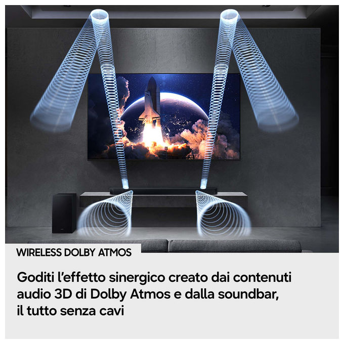 Samsung HW-Q600H-XC Soundbar 3.1.2 Canali 320W Dolby Atmos Wireless Q-Symphony Subwoofer Wireless colore Nero Titanio