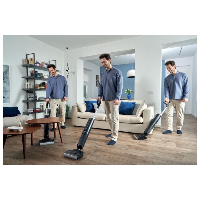 Hoover HW300 011 HW3 TURBO CLEAN Aspirapolvere a Bastone 2 in 1 Senza Sacchetto Secco e Bagnato HEPA 220 W 40 min autonomia colore Nero Argento