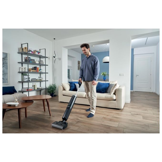 Hoover HW300 011 HW3 TURBO CLEAN Aspirapolvere a Bastone 2 in 1 Senza Sacchetto Secco e Bagnato HEPA 220 W 40 min autonomia colore Nero Argento