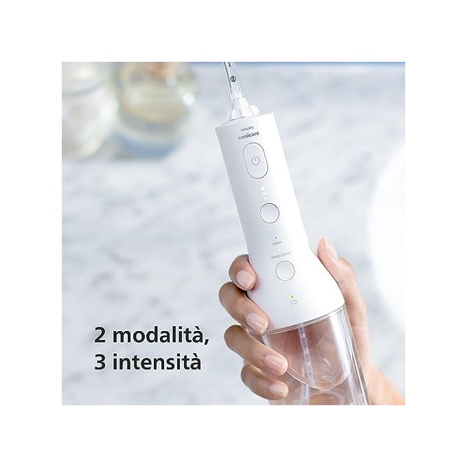 Philips HX3826-31 Sonicare Power Flosser 3000 Irrigatore Orale Cordless Quad Stream 2 modalita' 3 intensita' 250 ml autonomia 14 giorni colore Bianco