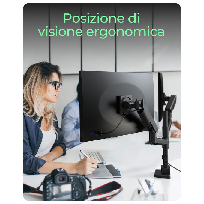 ICY BOX IB-MS702-T Supporto per Monitor per 2 Monitor fino a 57'' 27 Kg Ciascuno colore Nero