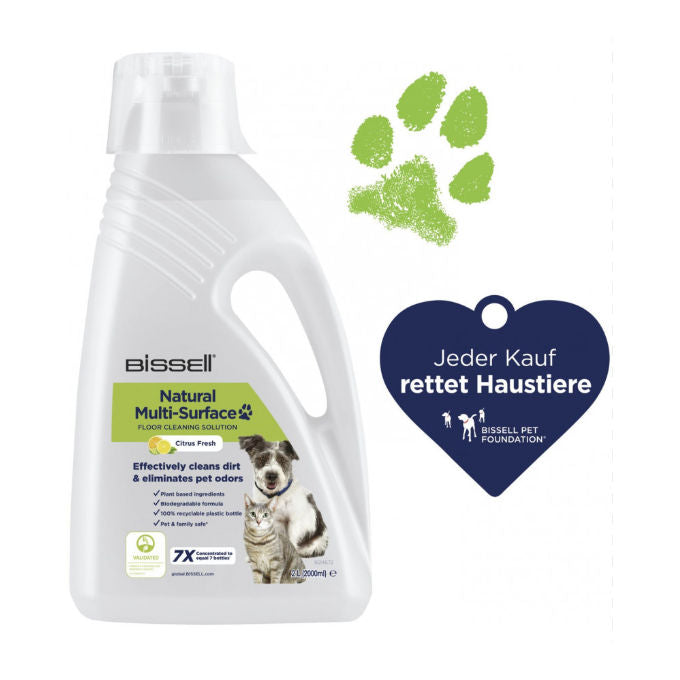 Bissell 31221 Detergente Naturale Multisuperficie Pet Pavimenti Duri Ingredienti Vegetali Biodegradabile 2 L