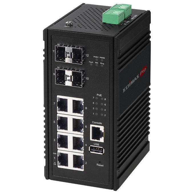 Edimax, Switch di Rete Gestito, Gigabit Ethernet PoE, 8 porte RJ-45, Nero, IGS-5408P
