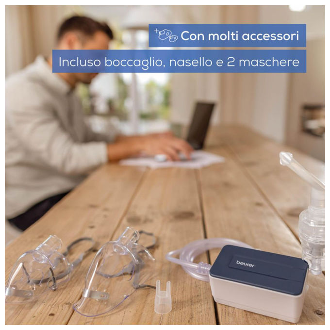 Beurer IH15 Aerosol a Compressore DC Nebulizzatore vie respiratorie superiori e inferiori 55 dB con accessori