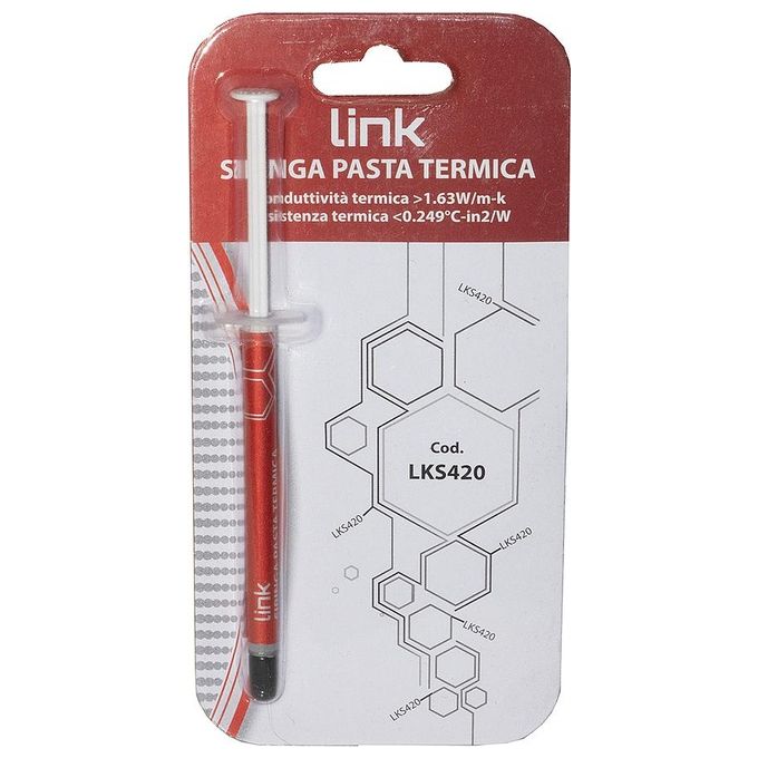 Link LKS420 Pasta Termica Conduttiva per Dissipatori 1 grammo in Siringa con Spatola conduttivita' 1.63 W-m-k colore Grigio