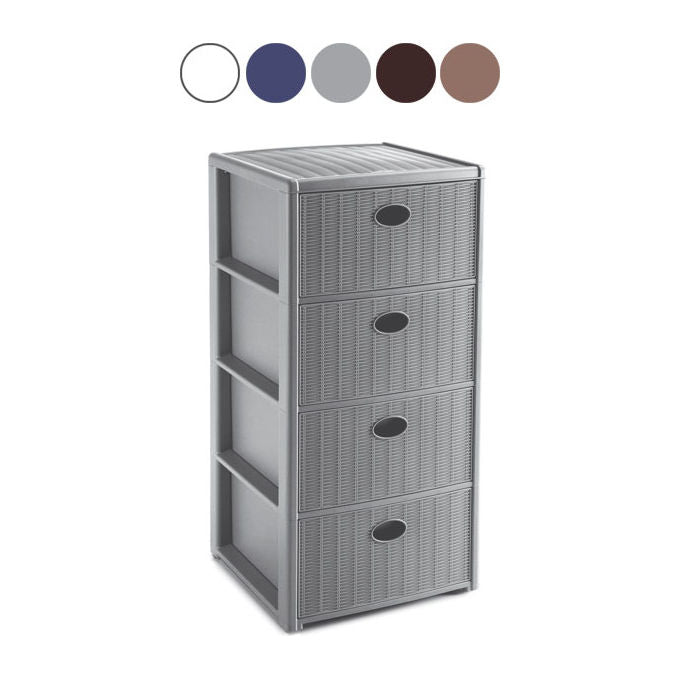 Stefanplast Elegance Cassettiera Rattan 4 Cassetti Grigio 37x39x80cm