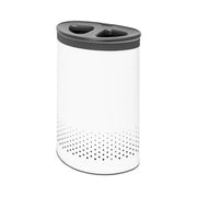 Brabantia 304903 Cesto per Biancheria Selettiva 55 L Acciaio Inossidabile con Doppio Scomparto e Apertura Quick-drop colore Bianco
