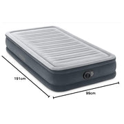 Intex 67766ND Comfort Plush Materasso Gonfiabile Singolo Fiber-Tech Pompa Elettrica Integrata 99x191x33 cm colore Grigio