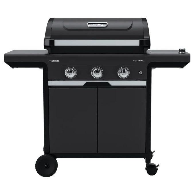 Campingaz 3138522135270 Select 3 EXSD Barbecue a gas 3 bruciatori in acciaio inox 9 kW fornello laterale 2,3 kW griglia 62x40 cm sistema Culinary Modular colore Nero