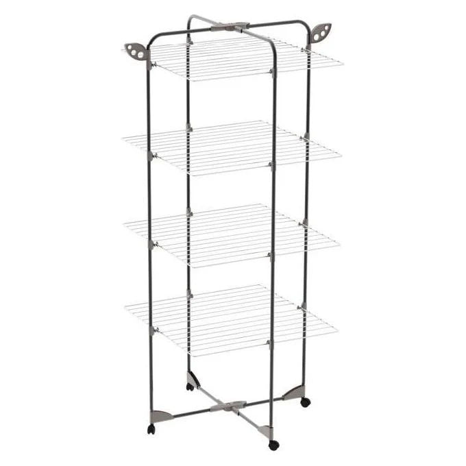 Colombo ST194-4CPF Alpina Stendibiancheria Verticale a Torre 40m con Ruote Portagrucce Ribaltabile colore Nero
