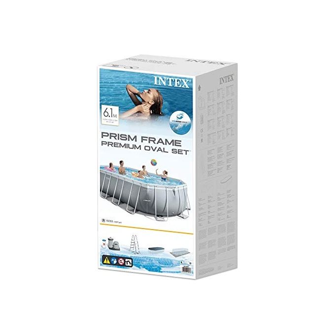 Intex Piscina 26798 Prisma Metal Frame Ovale con Filtro A3, dimensioni 610x305x122 cm