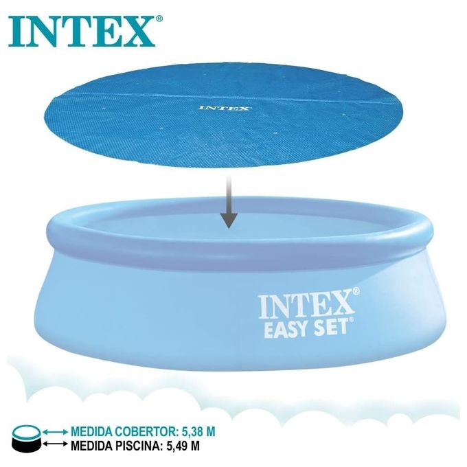 Intex 28015E Copertura Solare per Piscina Rotonda diametro 538 cm 160 micron compatibile 549 cm colore Blu