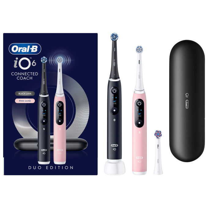 Oral-B IOM6D.3BCE6.B FBNLSENOR BK-PK Box PTHBR iO6 Spazzolino elettrico Rotante-oscillante 5 modalita' Timer 2 minuti e 30 secondi Display interattivo Bluetooth colore Nero-Rosa