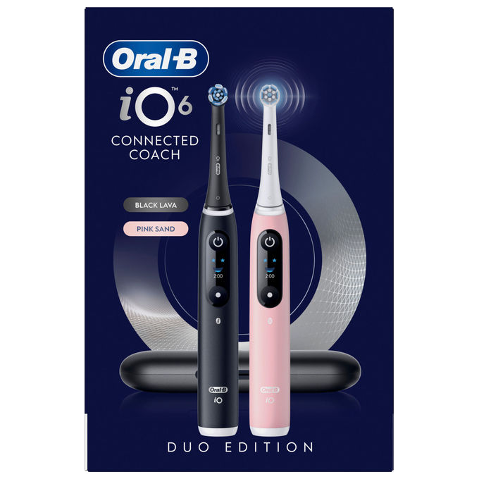 Oral-B IOM6D.3BCE6.B FBNLSENOR BK-PK Box PTHBR iO6 Spazzolino elettrico Rotante-oscillante 5 modalita' Timer 2 minuti e 30 secondi Display interattivo Bluetooth colore Nero-Rosa