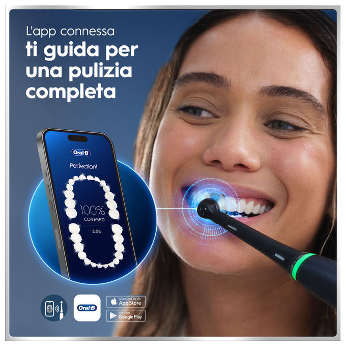 Oral-B IOM6D.3BCE6.B FBNLSENOR BK-PK Box PTHBR iO6 Spazzolino elettrico Rotante-oscillante 5 modalita' Timer 2 minuti e 30 secondi Display interattivo Bluetooth colore Nero-Rosa