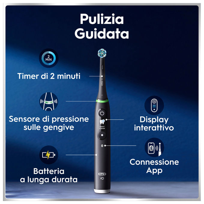 Oral-B IOM6D.3BCE6.B FBNLSENOR BK-PK Box PTHBR iO6 Spazzolino elettrico Rotante-oscillante 5 modalita' Timer 2 minuti e 30 secondi Display interattivo Bluetooth colore Nero-Rosa