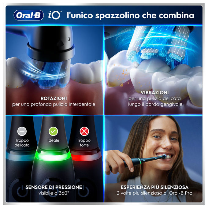 Oral-B IOM6D.3BCE6.B FBNLSENOR BK-PK Box PTHBR iO6 Spazzolino elettrico Rotante-oscillante 5 modalita' Timer 2 minuti e 30 secondi Display interattivo Bluetooth colore Nero-Rosa