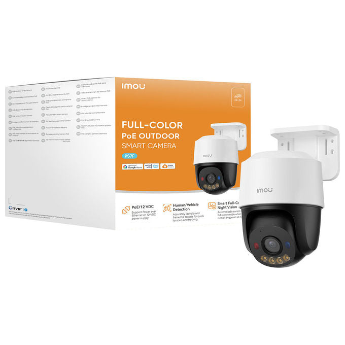 Imou IPC-PS7FP-5M0 Telecamera IP PoE PT Esterno 5MP Pan 355° Tilt 90° Visione Notturna 30m AI Deterrenza Attiva Audio Bidirezionale colore Bianco Nero