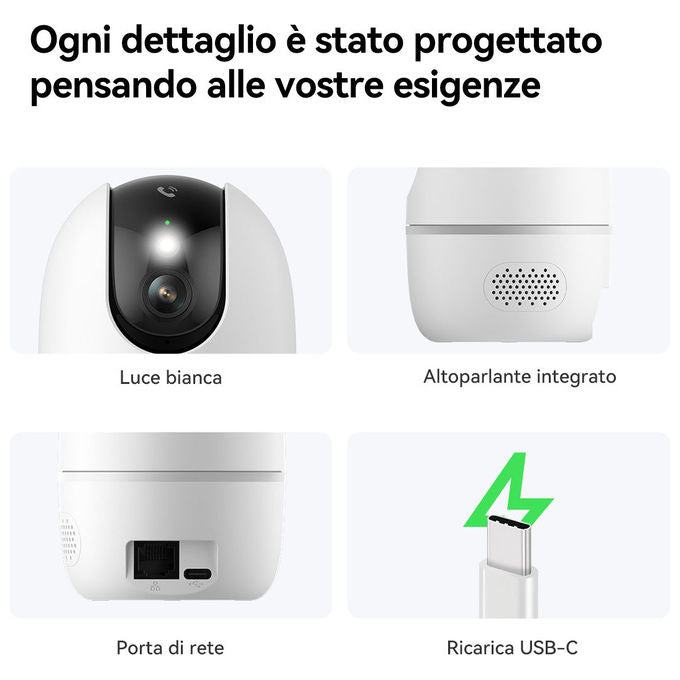 Imou, Telecamera Wi-Fi A1 Pro, 3MP 2K, Pan-Tilt, Rilevamento Persone e Suoni