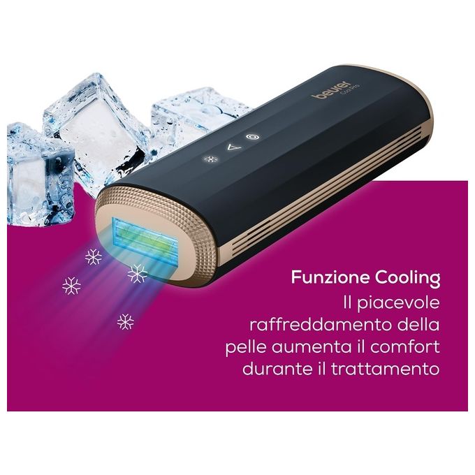 Beurer IPL 7800 COOL PRO Epilatore Luce Pulsata IPL 5 livelli 3,8 cm² Auto-Flash raffreddamento 1000000 flash colore Nero e Oro