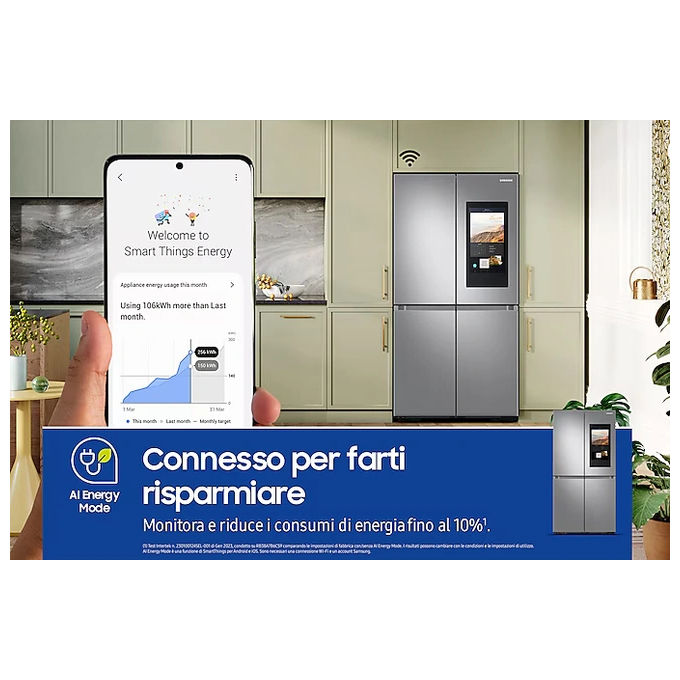 Samsung RF65DG9H0ESREF Family Hub Frigorifero 4 Porte 636 L 183 cm Classe E 37 dB Total No Frost Wi-Fi colore Inox Spazzolato