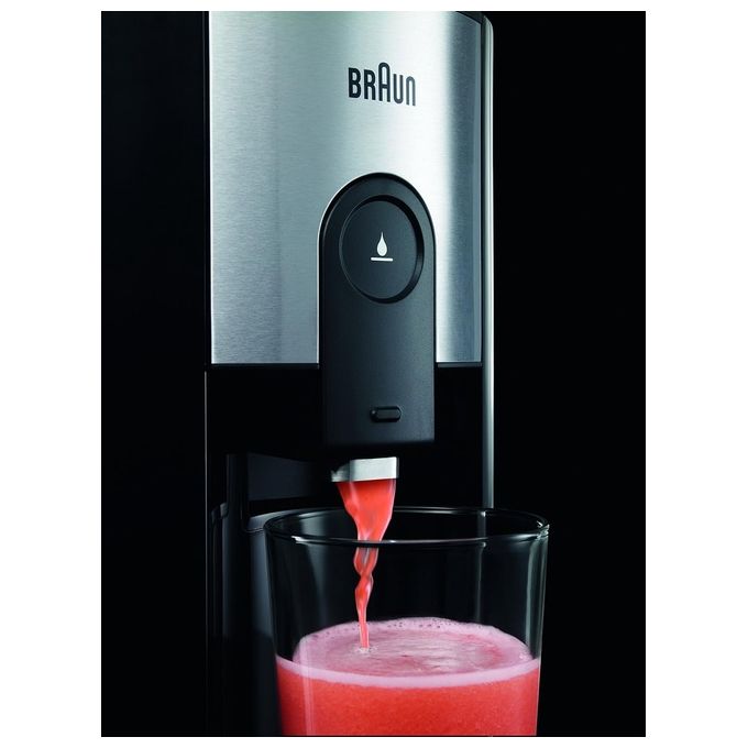 Braun MULTIQUICK5 Centrifuga J500 con Sistema di CENTRIFUGAZIONE RAPIDA in 15 secondi Ampio Accesso da 75mm Vaschetta per polpa 2L; Sistema Antigoccia Sistema di Sicurezza a 4 Vie FILTRO IN ACCIAIO