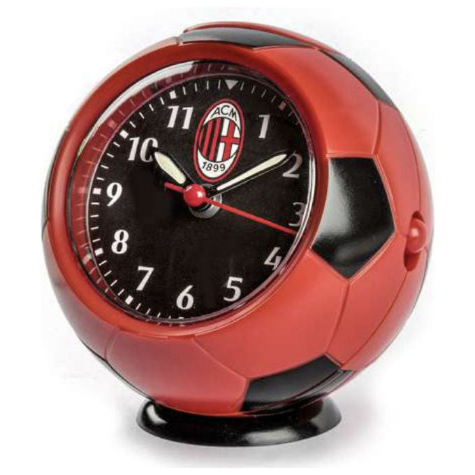 Lowell JA7082MI1 Sveglia al Quarzo Analogica AC Milan Design Pallone Snooze Luce colore Rosso Nero