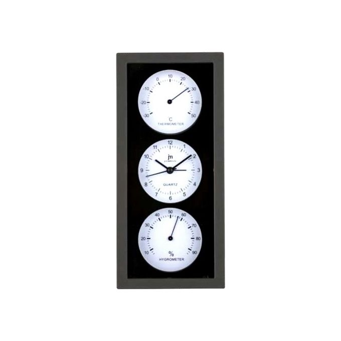 Lowell JA7071NB Orologio da Parete o da Appoggio con Sveglia Termometro e Igrometro 12 x 26 cm colore Nero-Bianco o Grigio