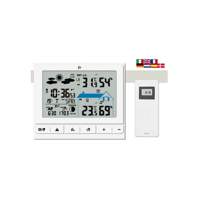 LOWELL SH-6842000 JUSTAMINUTE Stazione Barometrica con Misurazione Temperatura Interna Esterna Umidita' Pressione Atmosferica colore Nero