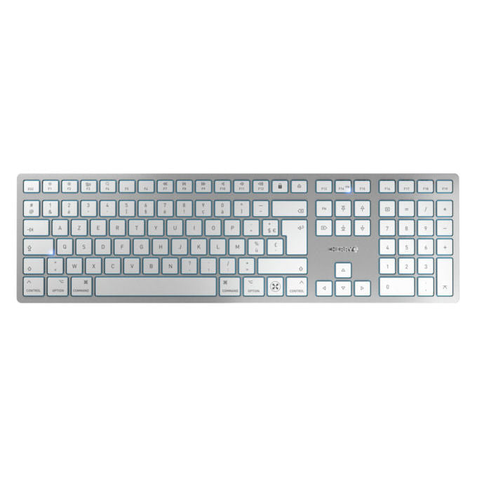 Cherry, Tastiera Universale KW 9100 Slim for Mac, Argento, Layout AZERTY, Bluetooth, USB