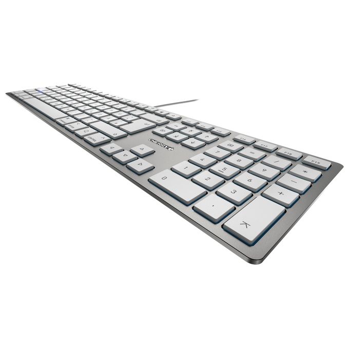 Cherry KC 6000 Slim for Mac, tastiera cablata ultrapiatta, layout QWERTY UK, USB-A, meccanismo a forbice, full-size, Bianco argento