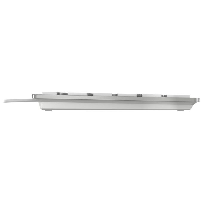 Cherry KC 6000 Slim for Mac, tastiera cablata ultrapiatta, layout QWERTY UK, USB-A, meccanismo a forbice, full-size, Bianco argento