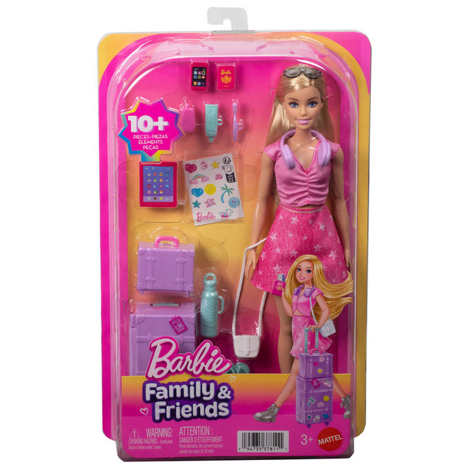 Barbie JMJ47 Bambola alla moda con accessori da viaggio e tablet inclusi colore Multicolore