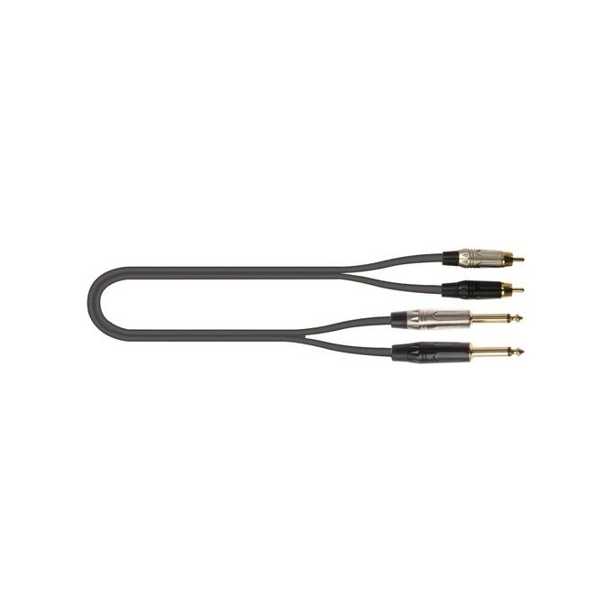 QUIK LOK JUST-2RCA2J-3 JUST Cavo Audio 2 RCA Maschio 2 Jack TS Mono 6,3 mm 3 m colore Nero