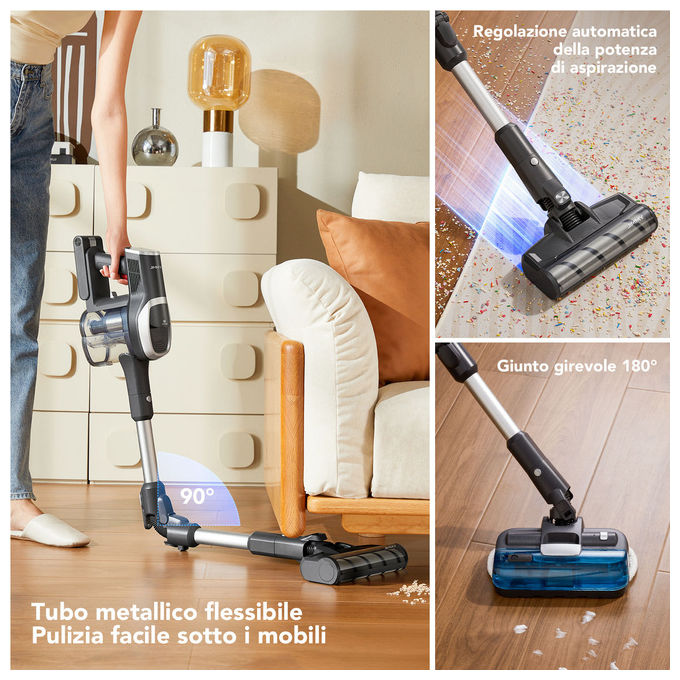 Jimmy, Aspirapolvere Senza Fili JV9 Pro Aqua, 500 W, Senza Sacchetto, Nero