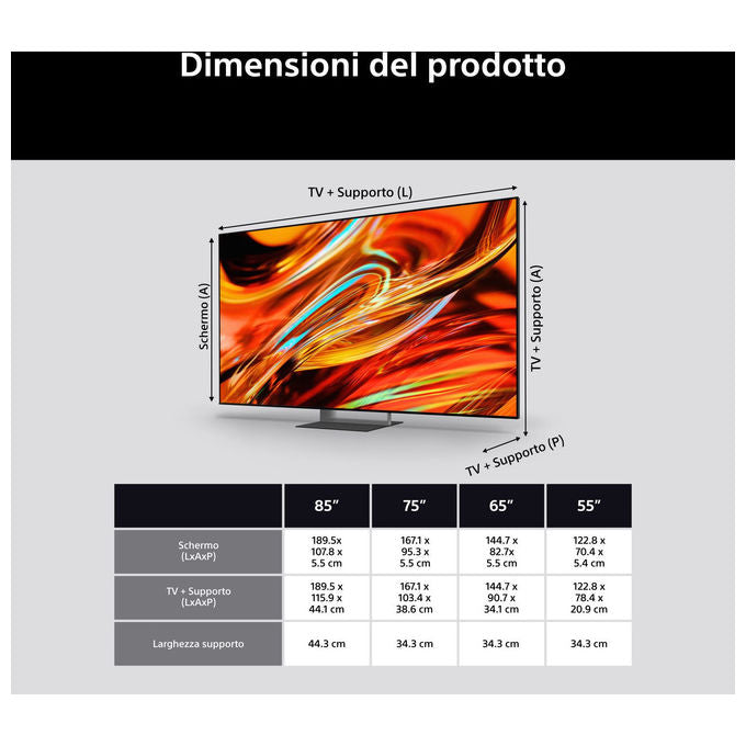 Sony K-65XR75M2 BRAVIA 7 II Smart TV 65'' True RGB LED 4K UHD 120Hz Dolby Vision Google TV colore Nero