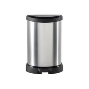Curver 02120 Deco Bin Pattumiera a Pedale D-Shape 15 L effetto metallico colore Argento
