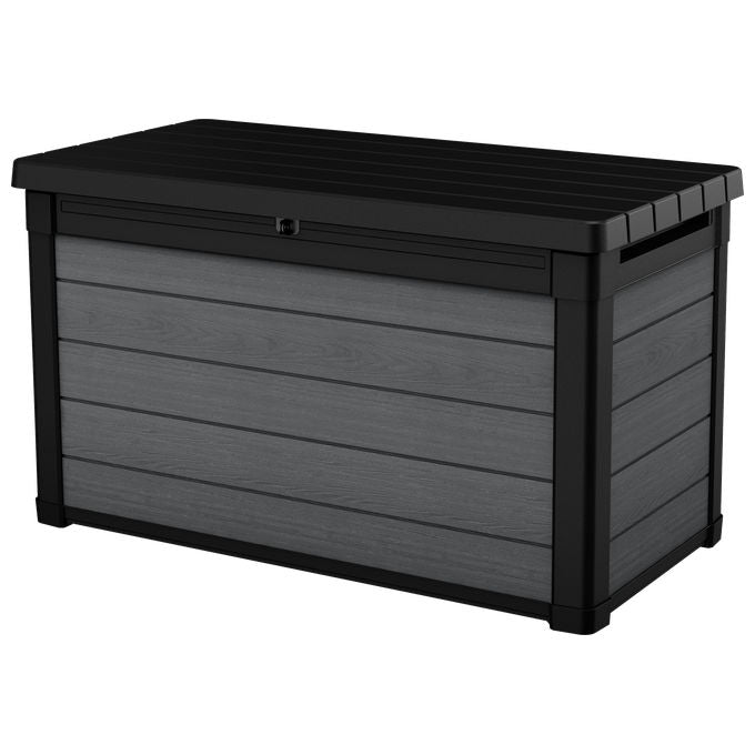 Keter K255178 Cortina Box Baule da Esterno 380 L con Chiusura Lucchettabile e Apertura Facilitata Colore Grafite