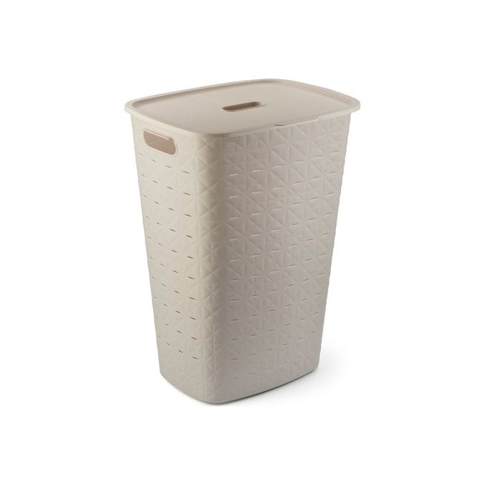 Curver 17212790 Softex Cesto Portabiancheria 56 L in Polipropilene Riciclato 70% colore Bianco Gesso
