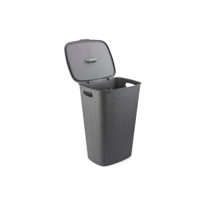 Curver 17212790 Softex Cesto Portabiancheria 56 L con Coperchio Maniglie Laterali 70% Riciclato colore Grigio Scuro