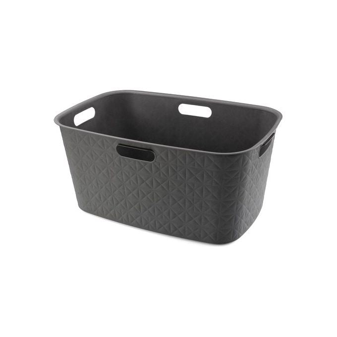 Curver 17212791 Softex Cesto Portabiancheria 45 L design perforato materiale riciclato 70% colore Grigio Antracite