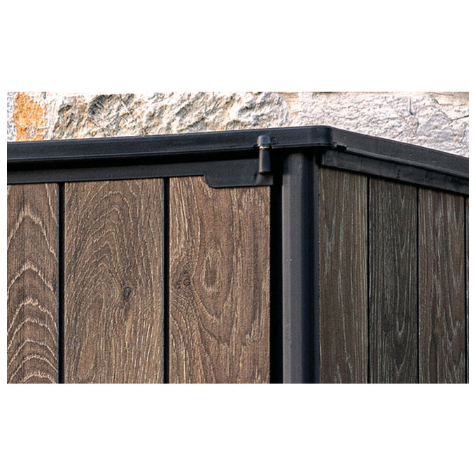 Keter 259072 Vertical Porta Attrezzi da Esterno 1400 L Effetto Legno Noce colore Noce