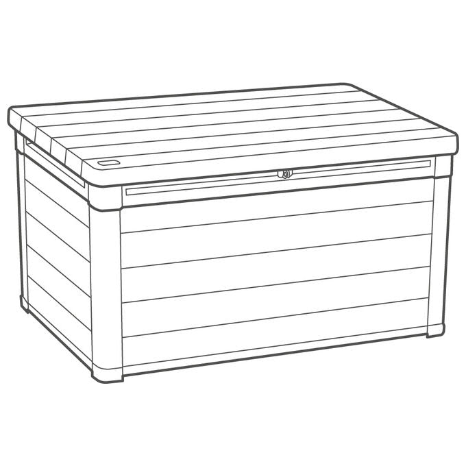Keter 261927 Deco Box 150G Baule da Giardino con Seduta 570L Chiusura Lucchettabile Resistente UV colore Noce