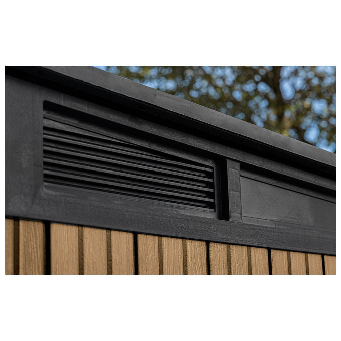 Keter 259170 Signature Pent 11x7 Casetta da Giardino in Resina 7,4 m² Effetto Legno Venetian Tetto Monofalda colore Noce