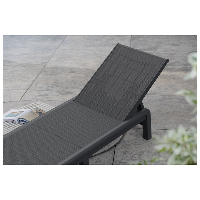 Keter K262886 Mallorca Lettino Prendisole Ripiegabile con 4 Regolazioni Schienale 9° 30° 50° 70° Effetto Juta colore Graphite