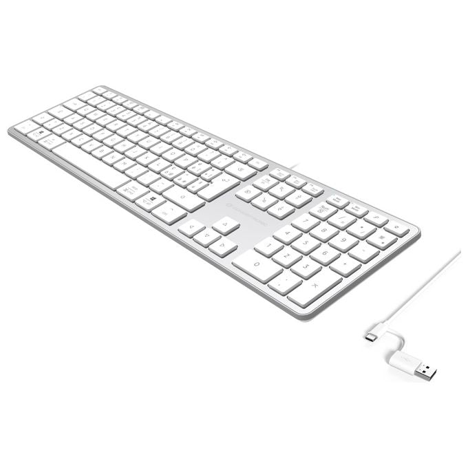 Conceptronic KAYNE02WIT Tastiera USB slim connessione USB-A USB-C layout IT colore Bianco