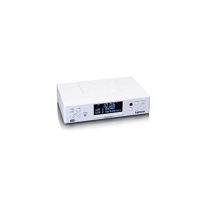 Lenco KCR-190 Radio da Cucina DAB+ FM Bluetooth 5.2 Display LCD 3.3'' 2 Sveglie Telecomando colore Bianco