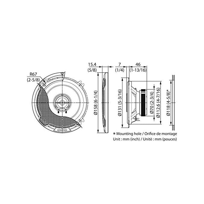 Kenwood KFCPS1396 Altoparlante Coassiale da Incasso a 2 Vie 320W